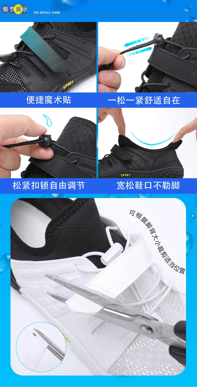 נעלי אקווה ייבוש מהיר נעלי חוף גברים נושמים סניקרס יחפים במעלה הזרם נעלי מים יוניסקס שחייה טיולים ספורט נעלי 36-48 #