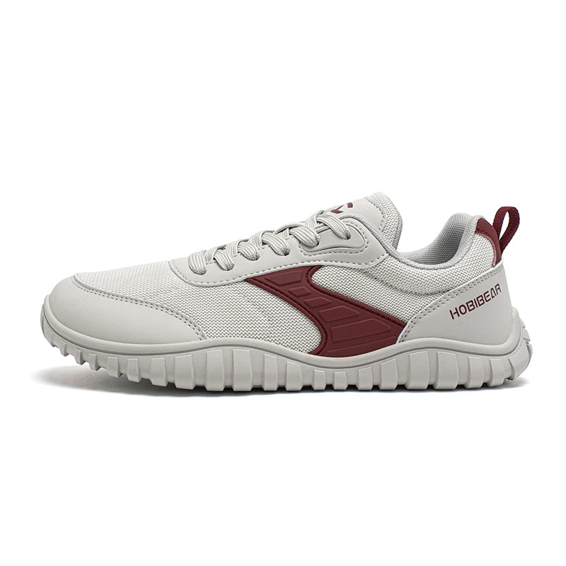 HOBIBEAR Minimalist Wide Toe Shoes Mens Womens Artificial Leather Running Sneakers Lace Up Lightweight Breathable Walking Shoes