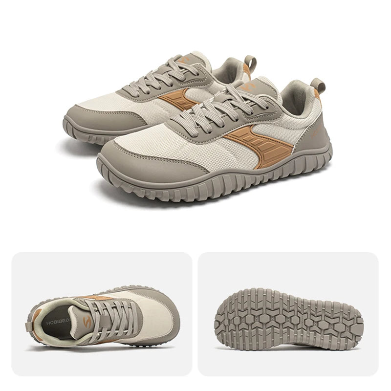 HOBIBEAR Minimalist Wide Toe Shoes Mens Womens Artificial Leather Running Sneakers Lace Up Lightweight Breathable Walking Shoes