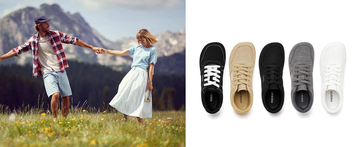 HOBIBEAR Unisex Barefoot Shoes for Men Women Wide Minimalist Walking Sneakers Lace-Up Outdoor Lightweight Running Shoes