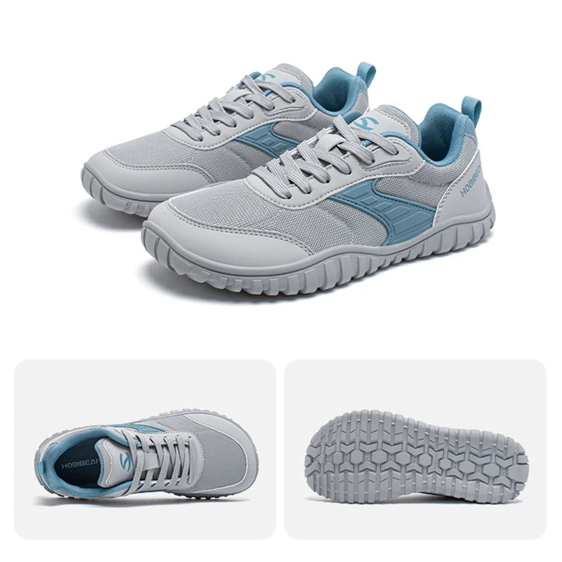 HOBIBEAR Minimalist Wide Toe Shoes Mens Womens Artificial Leather Running Sneakers Lace Up Lightweight Breathable Walking Shoes